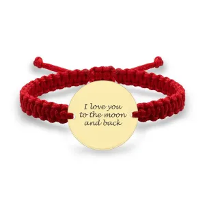 Bratara Argint, snur si banut, personalizata text predefinit (22 mm)