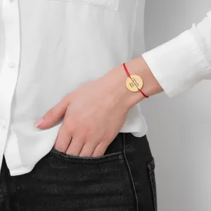 Bratara Argint, snur si banut, personalizata text predefinit (22 mm)