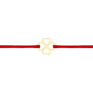 Bratara Aur 14K Dama, snur rosu si trifoi (7 mm)