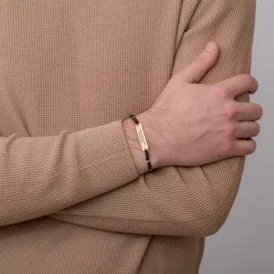 Bratara Aur barbati, mix onix fatetat, bilute si placuta, personalizata (33 mm)