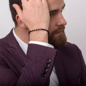 Bratara Aur 14K Premium barbati, onix si bilute (4 mm)