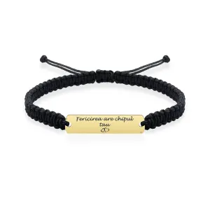 Bratara Aur 14K Premium barbati, snur gros impletit si placuta, personalizata (33 mm)