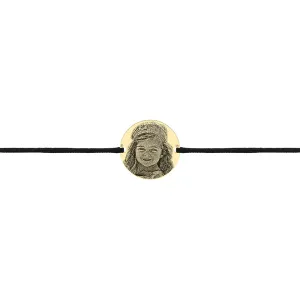 Bratara Aur 14K Premium barbati, snur si banut mic, personalizata cu poza (10 mm)