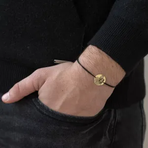 Bratara Aur 14K Premium barbati, snur si banut mediu, personalizata cu poza (15 mm)