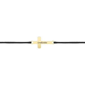 Bratara Aur 14K Premium barbati, snur si cruce mare, personalizata (16 mm)