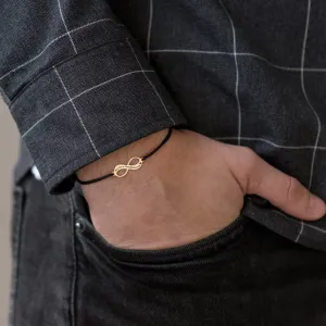 Bratara Aur 14K Premium barbati, snur si infinit mare, personalizata (18 mm)