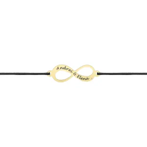 Bratara Aur 14K Premium barbati, snur si infinit mare, personalizata (18 mm)