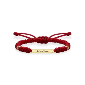 Bratara Aur 14K Premium bebe si copil baietel, snur impletit tubular cu bilute si placuta mica, personalizata (14 mm)
