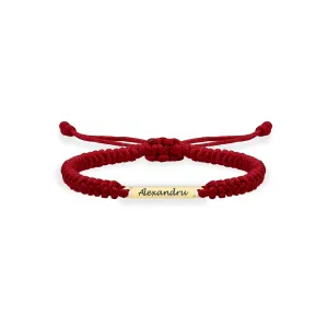 Bratara Aur 14K Premium bebe si copil baietel, snur impletit tubular si placuta mica, personalizata (14 mm)