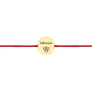 Bratara Aur 14K Premium copii, snur si banut mic, personalizata (10 mm)