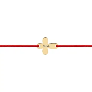 Bratara Aur 14K Premium de copii, snur si cruce mica, personalizata (10 mm)