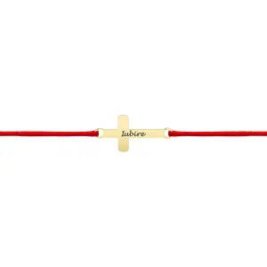 Bratara Aur 14K Premium copii, snur si cruce mare, personalizata (16 mm)
