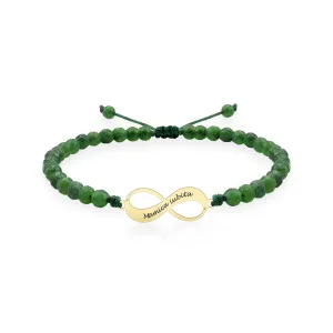 Bratara Aur 14K Premium dama, infinit mare si pietre semipretioase agat verde smarald fatetat, personalizata (18 mm)