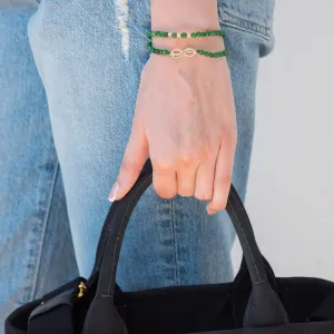 Bratara Aur 14K Premium dama, infinit mare si pietre semipretioase agat verde smarald fatetat, personalizata (18 mm)