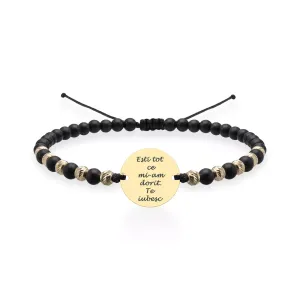 Bratara Aur dama, mix onix, bilute si banut, personalizata (15 mm)