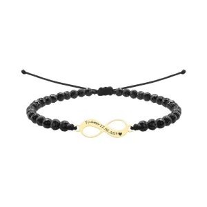 Bratara Aur Dama, onix fatetat si infinit, personalizata (18mm)