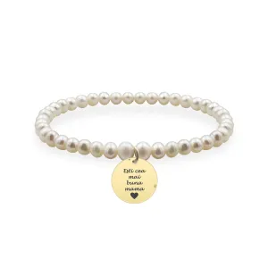 Bratara Aur 14K Premium dama, perle naturale si banut, personalizata (12 mm)