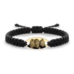 Bratara Aur 14K Premium dama, snur gros impletit si oval, personalizata cu poza (22 mm)