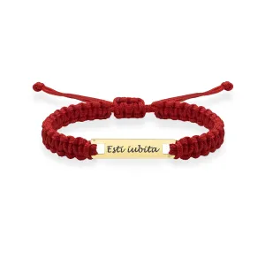 Bratara Aur 14K Premium dama, snur gros impletit si placuta, personalizata (25 mm)
