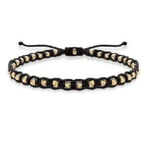 Bratara Aur 14K Premium dama, snur negru si bilute (2.5 mm)