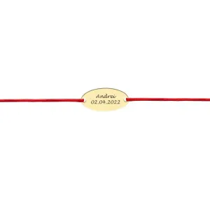 Bratara bebe din Aur 14K Premium, cu snur reglabil si personalizata cu gravura (15 mm)