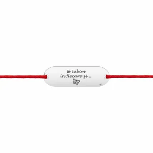 Bratara Argint 925 Premium, snur reglabil placuta 23 mm personalizata gravura text