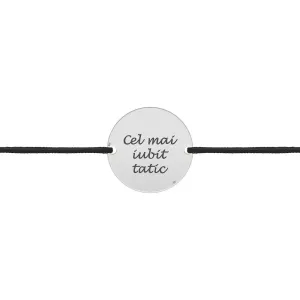 Bratara barbateasca Argint 925 Premium, snur si banut mediu, personalizata (14.5 mm)