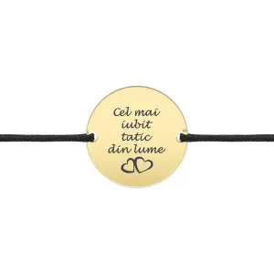 Bratara barbateasca Argint 925 Premium, snur si banut mare, personalizata (19 mm)