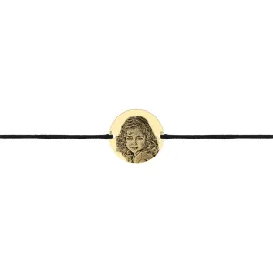 Bratara barbateasca Argint 925 Premium, snur si banut mic, personalizata cu poza (10 mm)