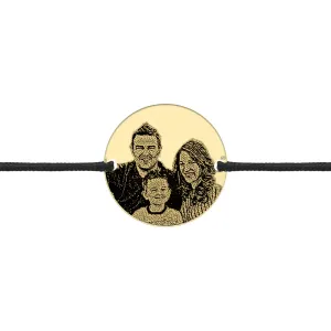Bratara barbateasca Argint 925 Premium, snur si banut mare, personalizata cu poza (19 mm)