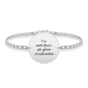 Bratara barbateasca lant banut 22 mm personalizat gravura text Argint 925 Premium (lant Curbed)