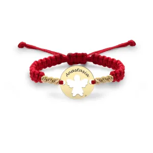 Bratara bebe din Aur 14K Premium, cu snur reglabil si personalizata cu banut mic gravat (10 mm)