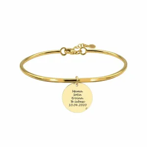 Bratara fixa rotunda pandantiv banut mare 17 mm personalizata gravura text Argint 925 Premium