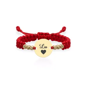 Bratara bebe din Aur 14K Premium, cu snur reglabil si personalizata cu banut mic gravat (10 mm)