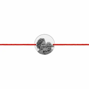 Bratara Argint 925 Premium, dama, snur reglabil si banut mic, personalizata cu poza (14.5 mm)