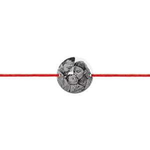 Bratara Argint 925 Premium dama, snur reglabil si banut mare, personalizata cu foto (17 mm)
