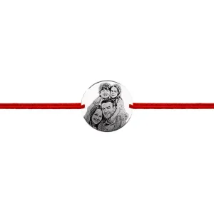 Bratara Argint 925 Premium, dama, snur reglabil si banut mare, personalizata cu poza (19 mm)