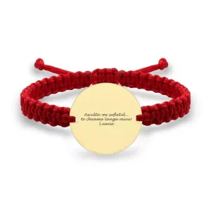 Bratara barbateasca Argint 925 Premium ,snur regulabil gros, banut mare 22 mm personalizat gravura text