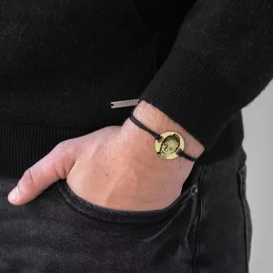 Bratara Aur barbati, snur gros si banut mare, personalizata cu poza (22 mm)