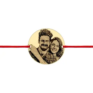 Bratara Aur 14K Premium, dama, snur reglabil si banut mare, personalizata cu poza (20 mm)
