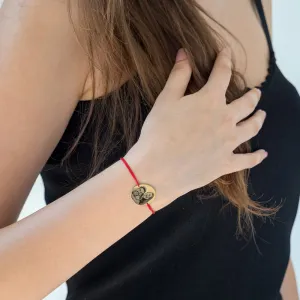 Bratara Aur 14K Premium, dama, snur reglabil si banut mare, personalizata cu poza (20 mm)