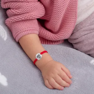 Bratara copii Argint 925 Premium, personaj desene, snur impletit si banut mediu, personalizata (14.5 mm)