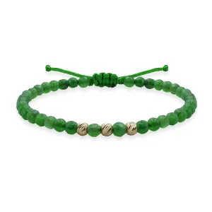 Bratara cu pietre semipretioase agat verde fatetat si bilute Aur 14K Premium(piatra lunii August)