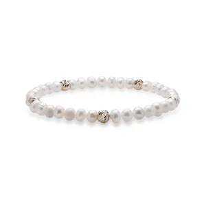 Bratara dama, perle naturale de cultura si bilute Aur 14K Premium (4mm)