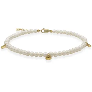 Bratara de picior, Argint 925 Premium, placat cu aur galben, perle si banuti