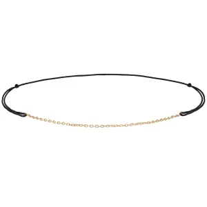 Bratara de picior, Argint 925 Premium, snur negru si lant, reglabila