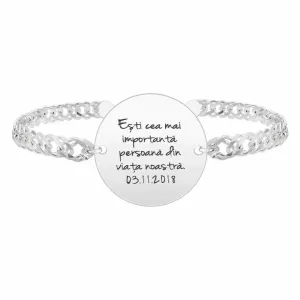 Bratara barbateasca lant banut mare 22 mm personalizat gravura text Argint 925 Premium (lant Curbed XL)