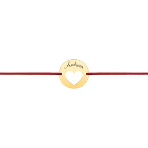 Bratara din Aur 14K Premium, cu snur reglabil si personalizata cu banut mic gravat (11 mm)