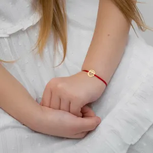 Bratara din Aur 14K Premium, cu snur reglabil si personalizata cu banut mic gravat (11 mm)