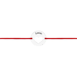 Bratara bebe din Argint 925 Premium, cu snur reglabil si personalizata cu banut mic gravat (11 mm)